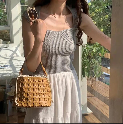 Summer Fashionable Woven  Simple Crossbody and Hand Bucket Bags